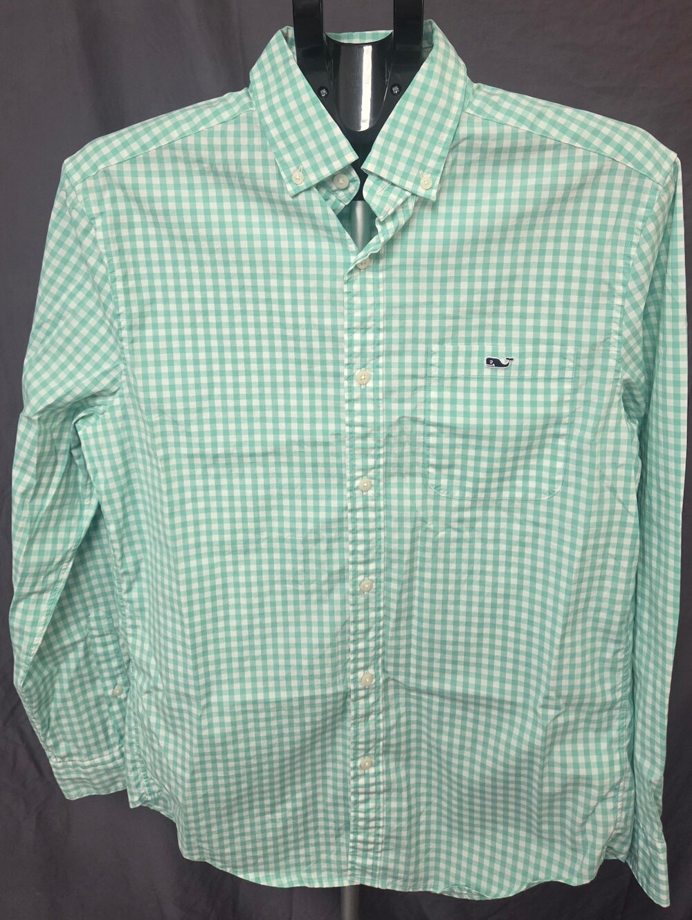 Vineyard Vines Men’s Mint Green Gingham Button-Down Shirt
